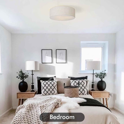 (Cracks) CALOKES 18-Inch Large Flush Mount Ceiling Light Fixture with Fabric Sha