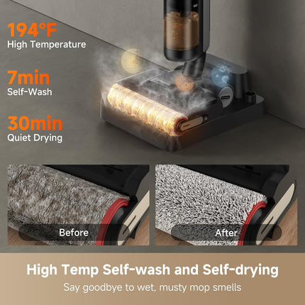 DREAME H12 FlexReach Wet Dry Vacuum Cleaner, 0 Tangle Cordless Vacuum Mop All-in