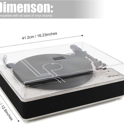 LP&NO.1 Record Player Wireless Turntable with Built-in Speakers and USB Play&Rec