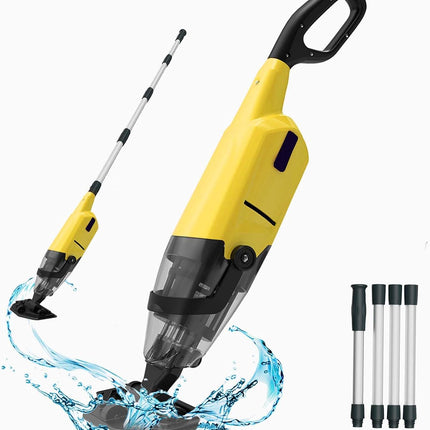 Cordless Pool Vacuum, 60-Min Runtime Rechargeable Pool Cleaner for Above Ground
