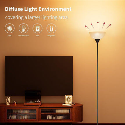 Luckystyle Torchiere Floor Lamp,1200LM Super Bright Dimmable Standing Lamp with