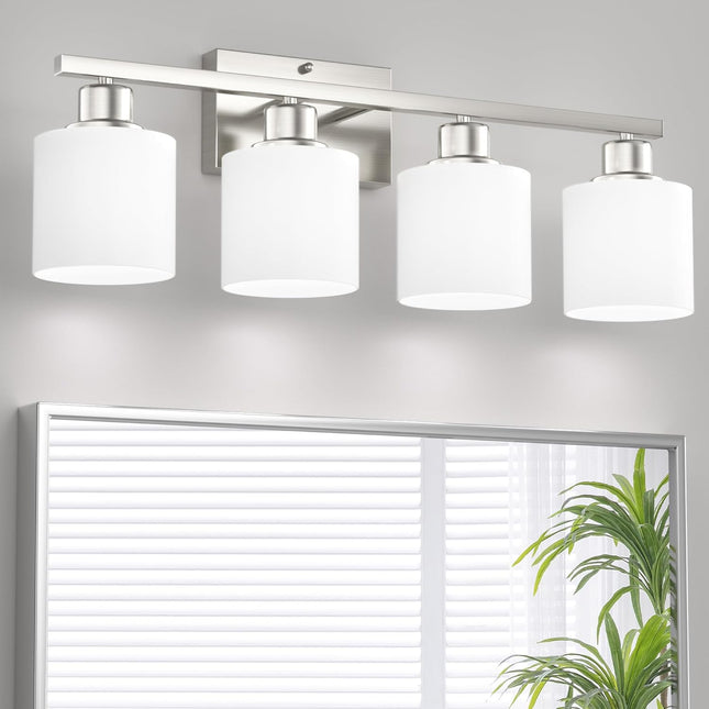 Bathroom Lights Over Mirror Brushed Nickel, Anti-Rust 4-Light Bathroom Vanity Li