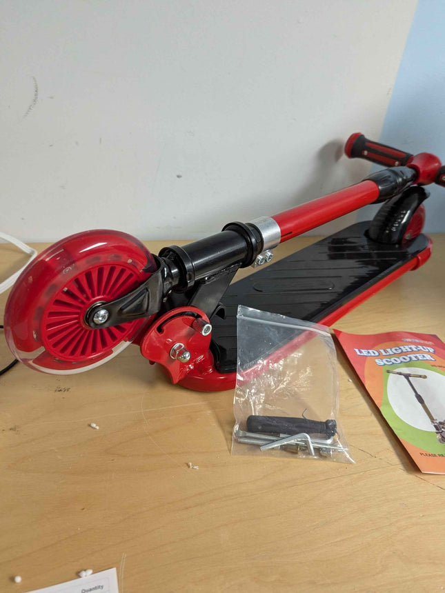 hoverstar kick scooter for kids, led light up wheels and pedal, 3 adjustable hei