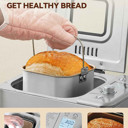 Neretva 20-IN-1 Bread Maker, Dual Heater 2LB Bread Machine Stainless Steel Bread
