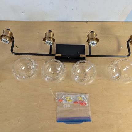 Tipace Industrial Bathroom Vanity Lighting Fixtures 4-Lights Vintage Black & Gol