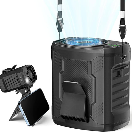 FlarePoint 4-in-1 Portable Fan: Waist/Neck/Desk Multi-Use | 7000RPM Rechargeable