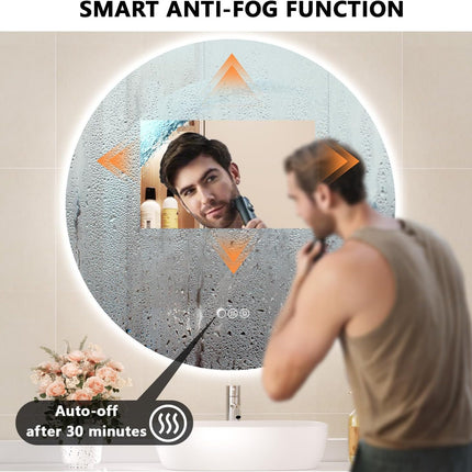 Callsky 30'' Round LED Bathroom Mirror, Frameless Circle Mirror with Back Light