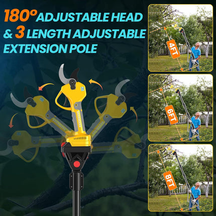 MuatCtarom 2-in-1 Cordless Electric Pruning Shears & 8 ft Pole Pruner, 1000W Brushless with 2 Batteries