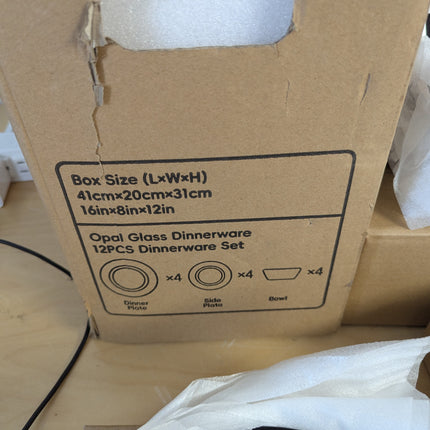 LaGlint Dinnerware Sets for 4, 12 Pieces Opal Glass Plates and Bowls Set, Dishwa