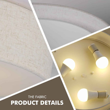 (Cracks) CALOKES 18-Inch Large Flush Mount Ceiling Light Fixture with Fabric Sha