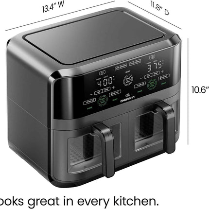 BROKEN BOTTOM (WORKS) CHEFMAN 6 Quart Dual Basket Air Fryer Oven with Easy View