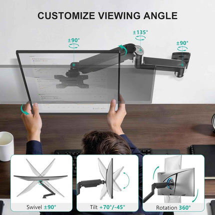 WALI Computer Monitor Wall Mount for 17 to 32 Inch Screens, Single Monitors Moun