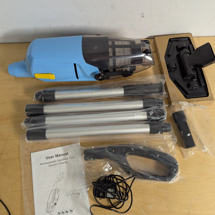 Ezasin Cordless Pool Vacuum for Above Ground & Inground Pools, Rechargeable Handheld with Telescopic Pole & Brush