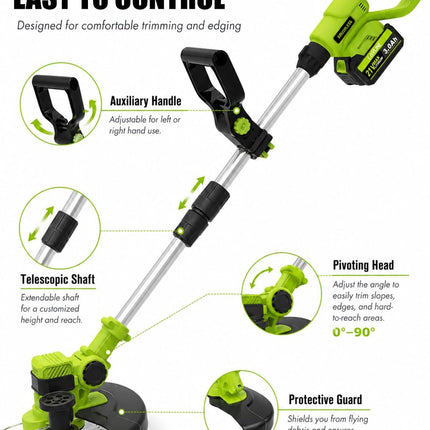 Incomplete — LAYUNI 21V Brushless Cordless Weed Wacker, 4-in-1 Trimmer & Edger