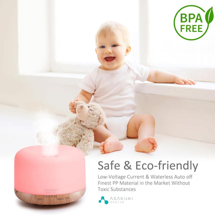 ASAKUKI 500ml Essential Oil Diffuser, 5 in 1 Premium Ultrasonic Aromatherapy Fra