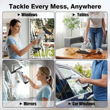 ZRHI Window Vacuum Squeegee Cordless, 2000Pa Electric Window Cleaner Tool with 2