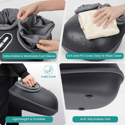 Nekteck Shiatsu Foot Massager Machine with Soothing Heat, Deep Kneading with air Compression, Improve Blood Circulation and Foot Wellness, Relax for Home or Office Use (Gray)