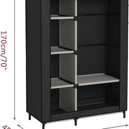 Buzowruil Canvas Wardrobe Portable Closet Wardrobe Clothes Storage with 6 Shelve