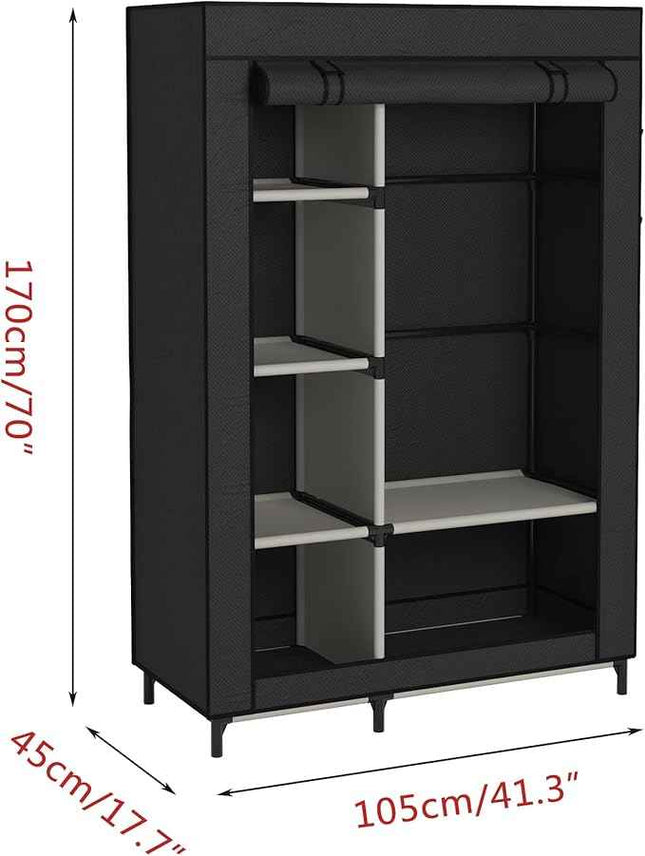 Buzowruil Canvas Wardrobe Portable Closet Wardrobe Clothes Storage with 6 Shelve