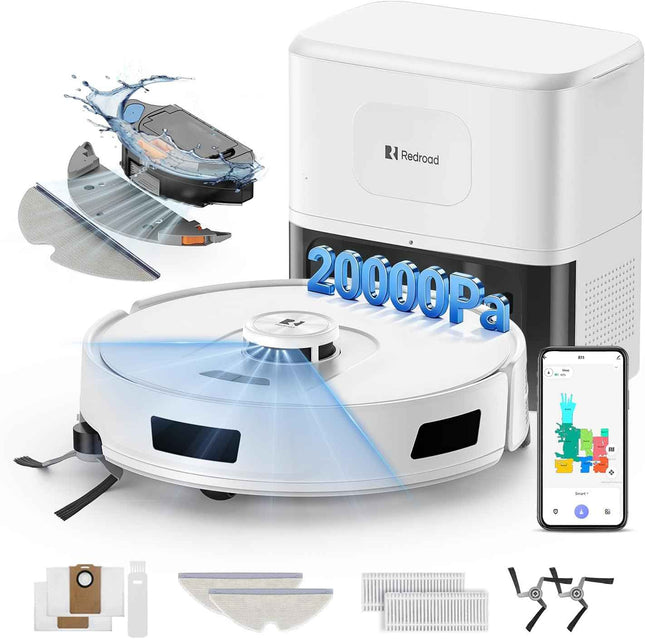 Redroad Robot Vacuum Cleaner 20,000Pa Robot Vacuum Mop,120 Day Self Emptying Vac