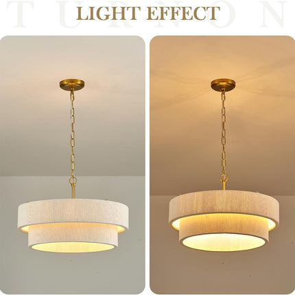 ELYCCUPA 20”Hand Woven Rattan Chandelier Boho Pendant Light Adjustable Coastal P