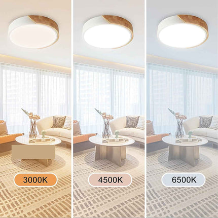 DODOPEN Flush Mount Ceiling Light, 24W Minimalist Wood Ceiling Light, 3000K/4500