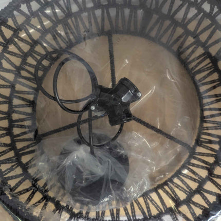 Black Rattan Light Fixture Drum Pendant Light Dinning Room Lighting Boho Chandel