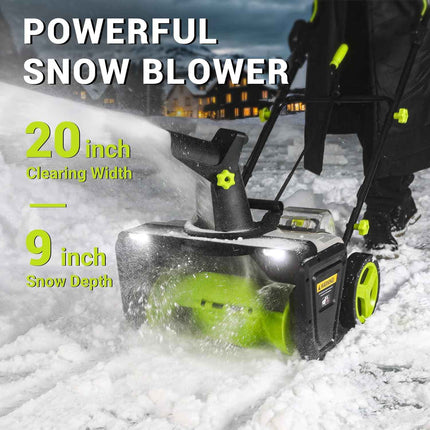 DEKOPRO 20-Inch Cordless Snow Blower, 40V Snow Blower, 25ft Throw, Adjustable Ch