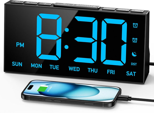 GOLOZA Digital Alarm Clocks for Bedrooms, Digital Clock with 4 Level Brightness