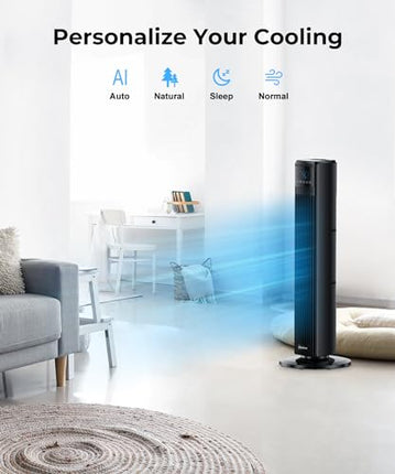 Abolee Tower Fan for Bedroom, Quiet Floor Fan, 90° Oscillating Fans for Indoors