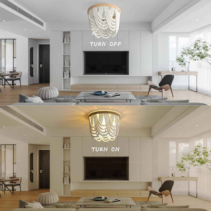 White Boho Light Fixture Boho Beaded Chandelier Boho Light Fixtures Ceiling Bead