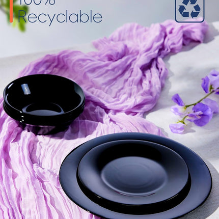 LaGlint Dinnerware Sets for 4, 12 Pieces Opal Glass Plates and Bowls Set, Dishwa