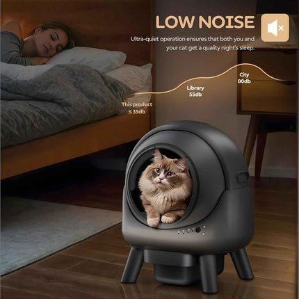 Beokeo Self-Cleaning Litter Box for Multiple Cats, Smart App-Controlled with Hea