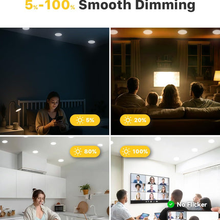 Ensenior 6Inch LED Recessed Slim Pot Light with Junction Box, 2700K/3000K/3500K/