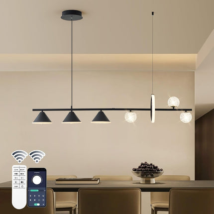 ORANOOR Modern LED Pendant Lights, Dimmable 47in Linear Globe LED Chandelier Lig