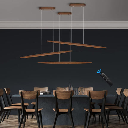 YISDESIGN 39" Wood Linear Pendant Light LED Dimmable Hanging Light Dinning Room