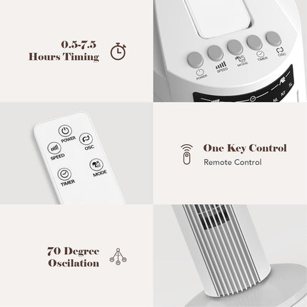 (No remote) 30'' Tower Fan, Portable Oscillating Quiet Cooling Fan, 3 Speeds, Bu