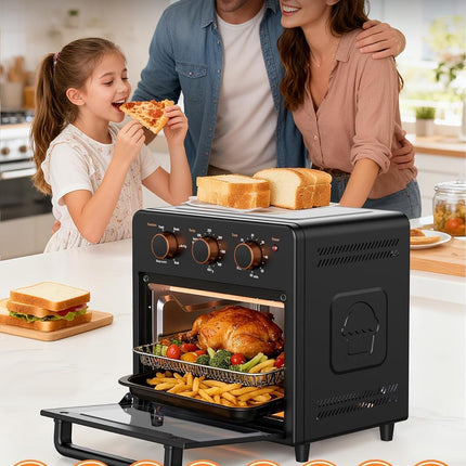 OUNIN Air Fryer Toaster Oven with Steam Infusion, 12L Countertop Oven, 6-in-1 Bake, Broil, Grill & Air Fry, Black
