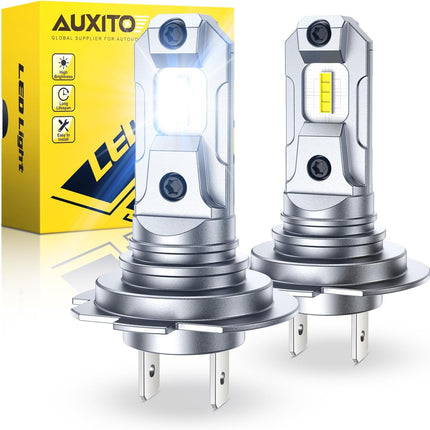 AUXITO H7 LED Headlight Bulbs, 600% Brightness 6500K White 1:1 Mini Size H7 LED