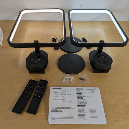 Rechargeable Square LED Wall Lights, Set of 2 Black Cordless Sconces with Remote, USB Charging & Dimming
