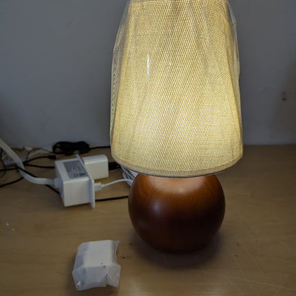 vintage wooden table lamp usb for home office (flax yellow)