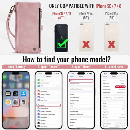 Defencase Compatible with iPhone SE 2020 2022 Case Wallet with RFID Blocking Car