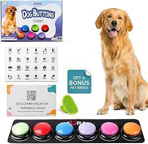 A-URA Dog Buttons for Communication with Non-Slip Mat, HD Sound 30s Recordable D