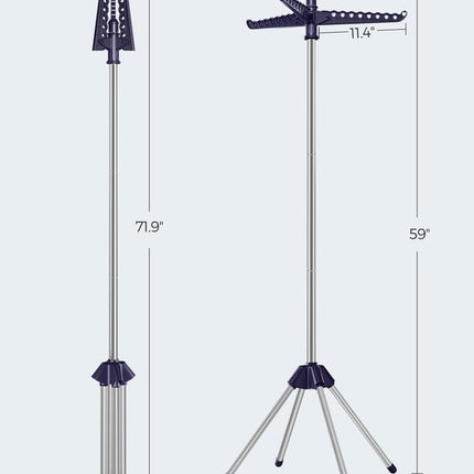 SONGMICS Clothes Drying Rack, 59-Inch Folding Laundry Drying Rack with 3 Rotatab