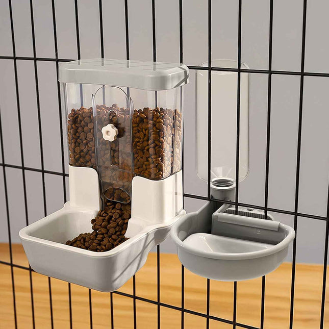 Automatic Pet Food Water Dispenser, Auto Gravity Pet Feeder Water Bottle Set for