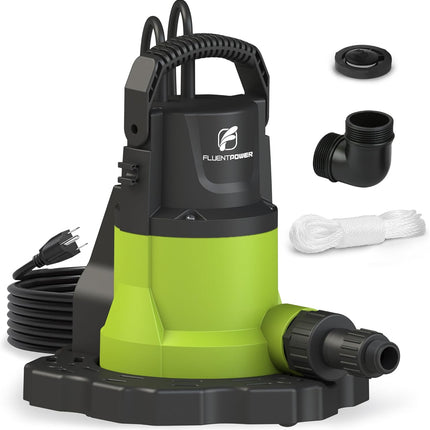 FLUENTPOWER Automatic Submersible Pump for Pool Cover, 3/4 HP 3400GPH Removal Pu