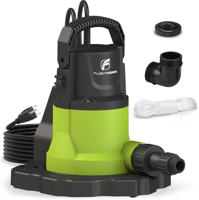 FLUENTPOWER Automatic Submersible Pump for Pool Cover, 3/4 HP 3400GPH Removal Pu