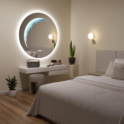 Callsky 30'' Round LED Bathroom Mirror, Frameless Circle Mirror with Back Light