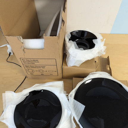 LaGlint Dinnerware Sets for 4, 12 Pieces Opal Glass Plates and Bowls Set, Dishwa