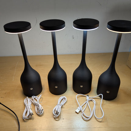 YINDUZ Cordless Table Lamps Set of 4 Black - 3CCT Stepless Dimming, Portable & W